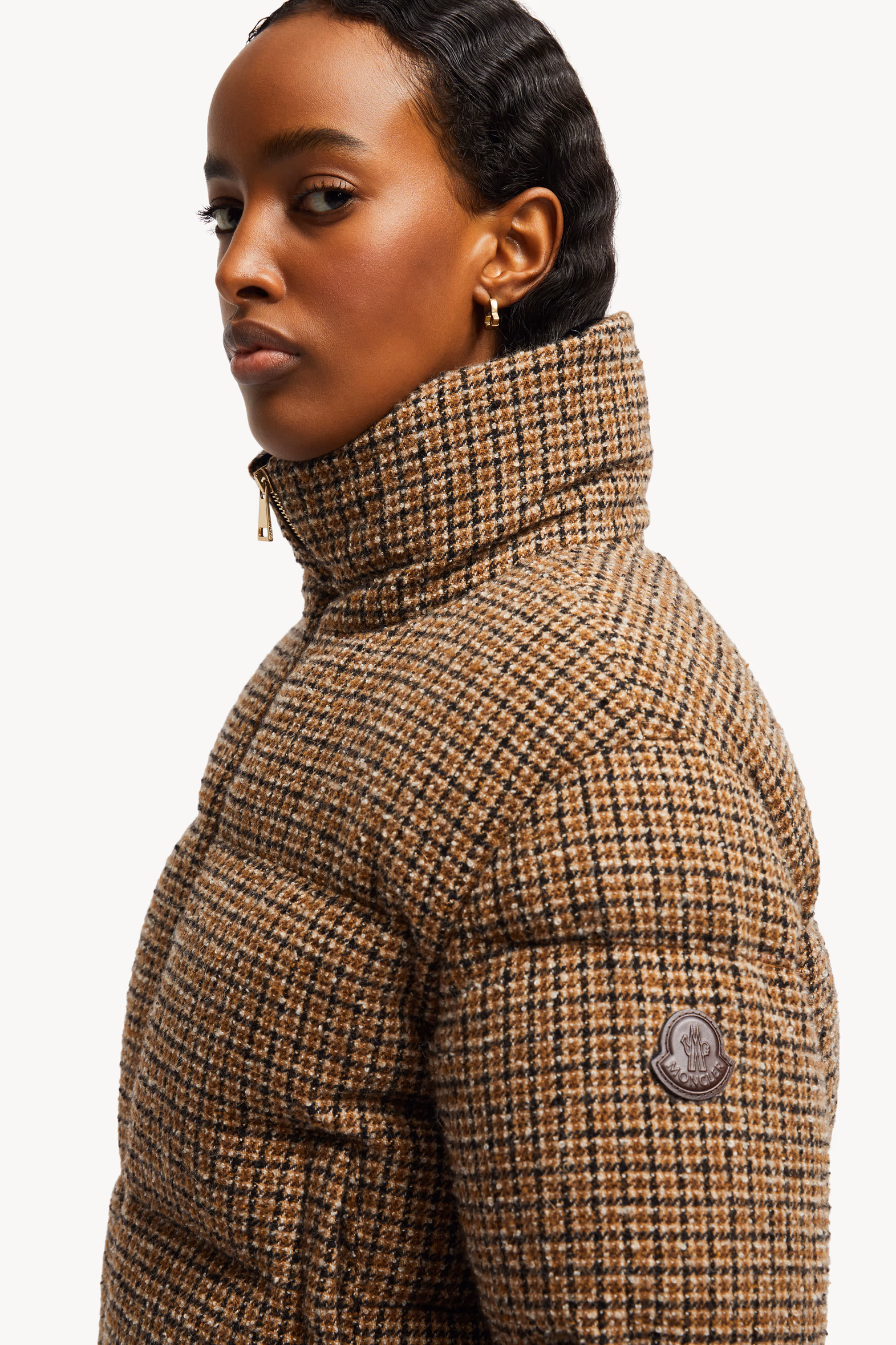 Plumífero corto bouclé de lana Seboune Mujer Beige & Negro Moncler 4
